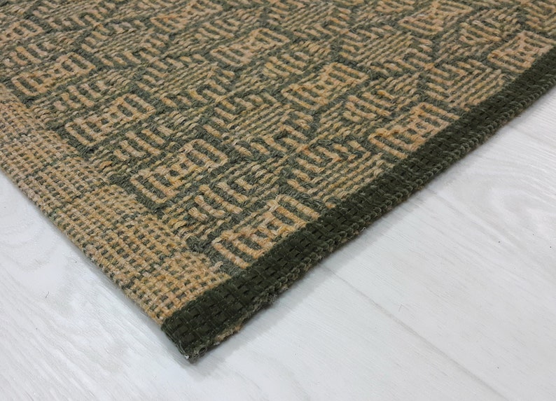 Wool Rug Green Handwoven Small Rug Pure Wool Mat Bedside Wool Etsy