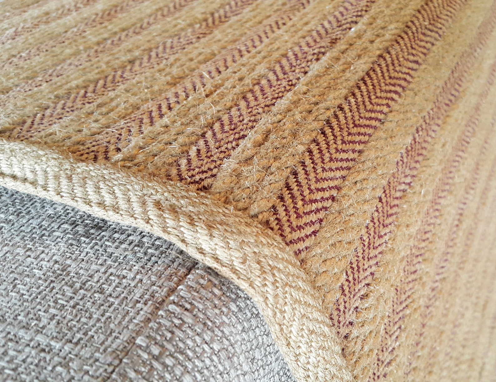 Bedside Jute Rug Striped Rug Small Jute Rug Brown Jute Mat Etsy