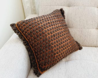Thick wool cushion Chunky pillow cover Brown pillowcase