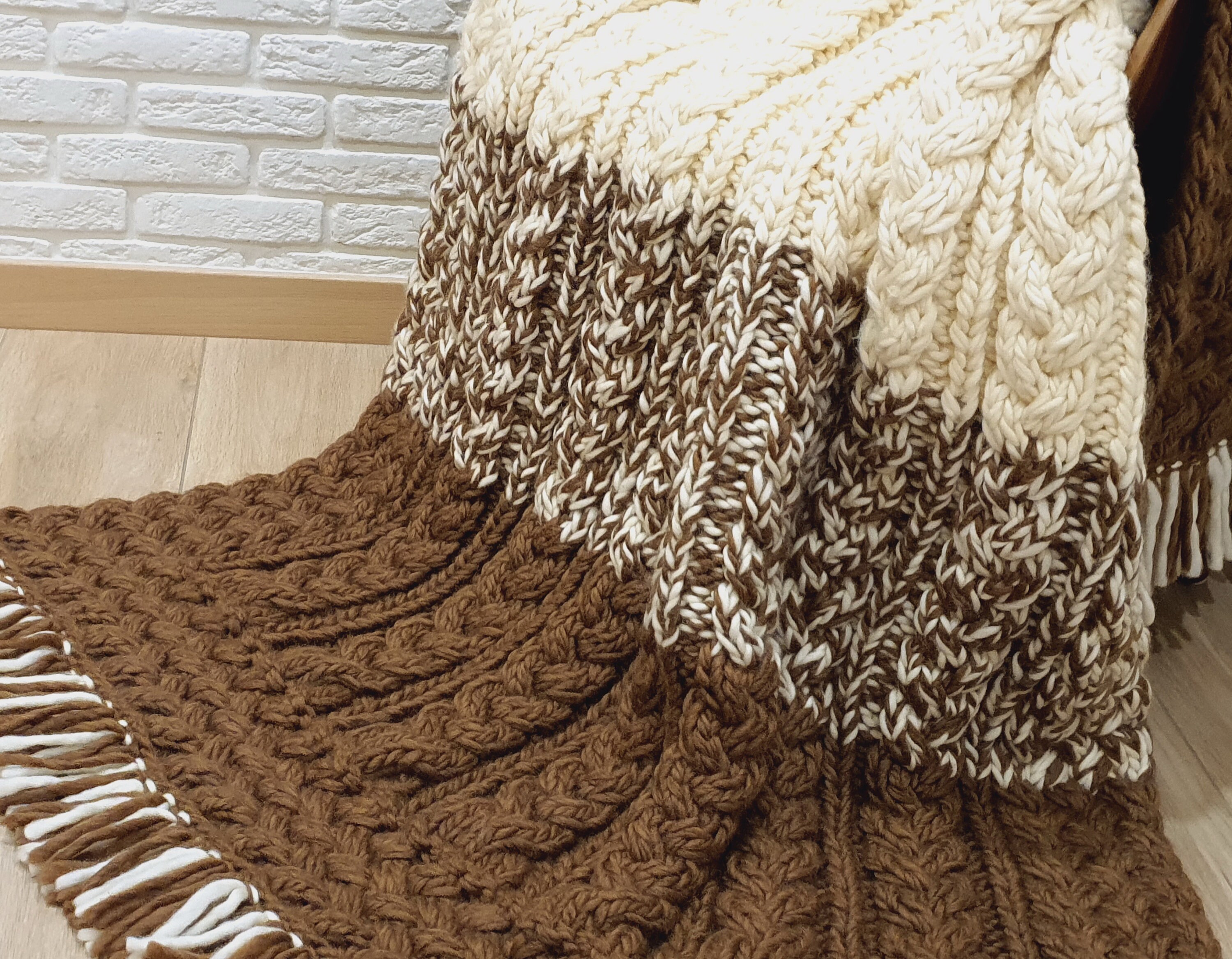 Merino Wool Knit Blanket Soft Knitted Throw Melange Camel Etsy