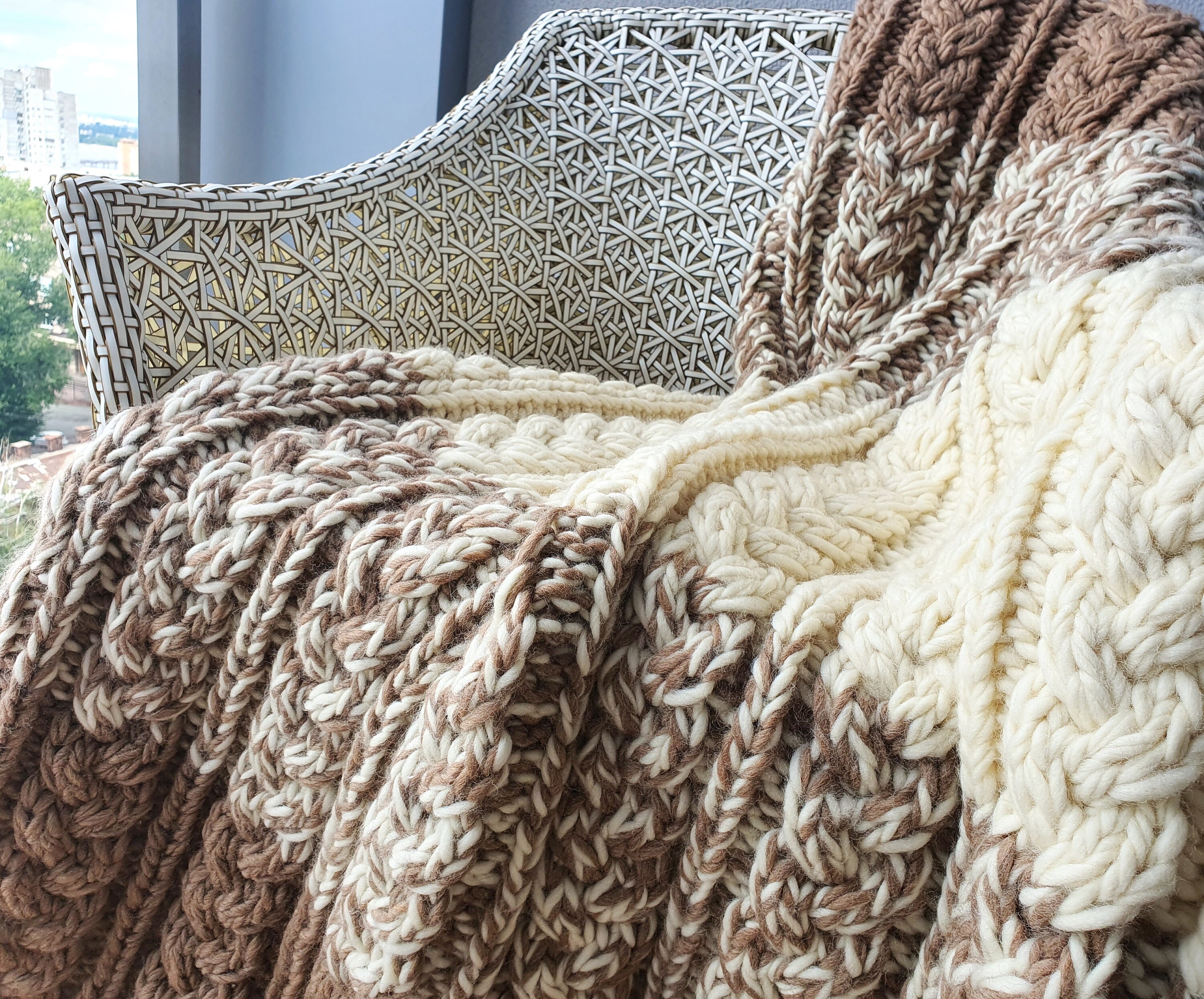 Merino Wool Knit Blanket Soft Knitted Throw Melange Camel Etsy