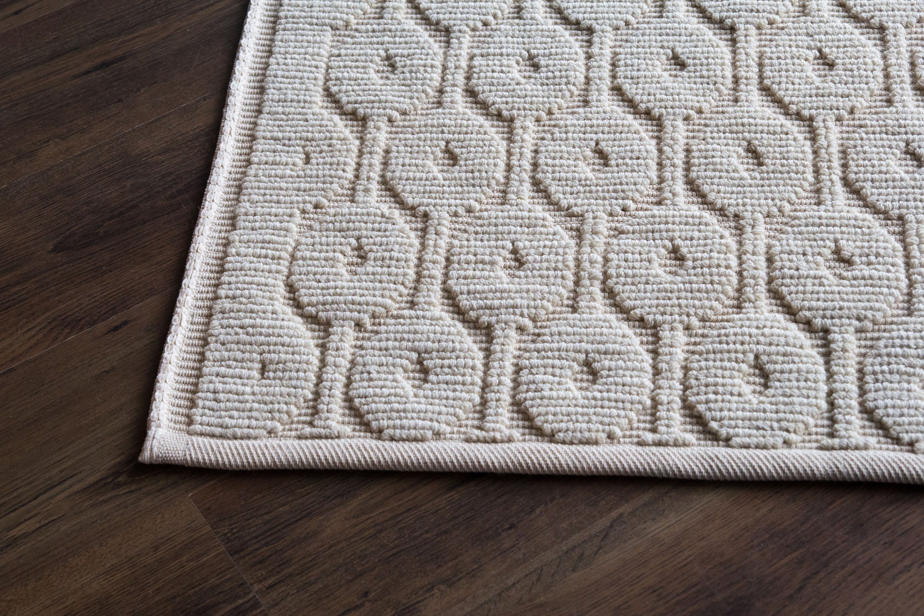 Bedside wool rug Geometric mat Small white wool rug Woven Etsy