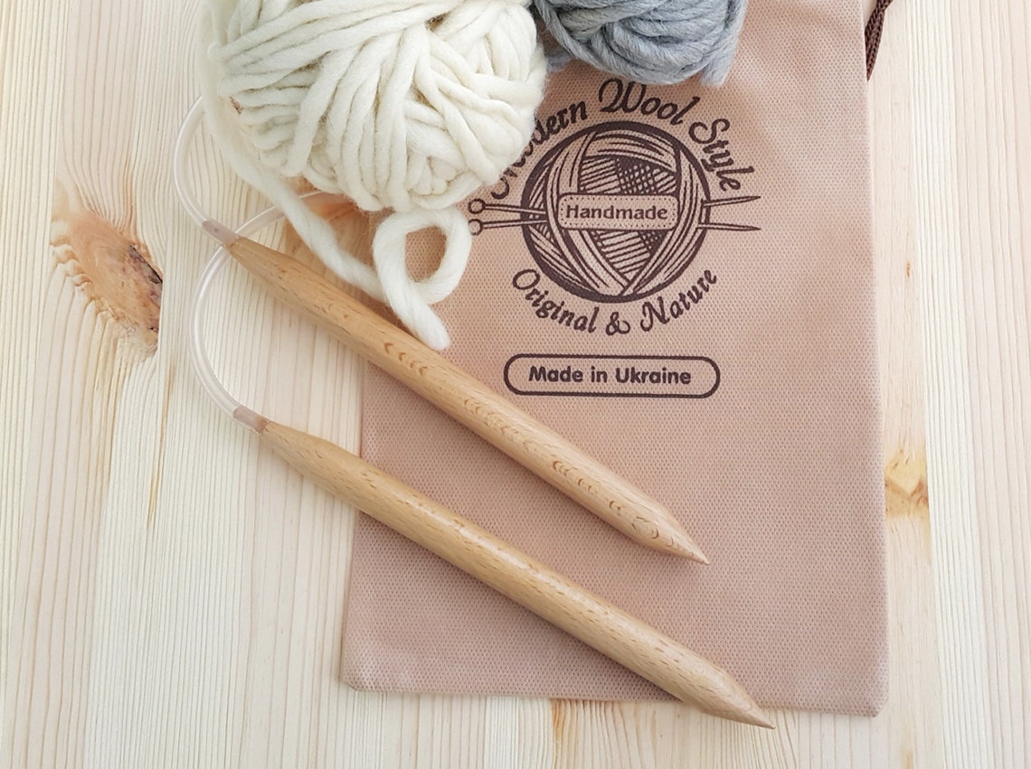 Knitting Needles, 15mm, Knitting Needles Circular, Wooden Needles