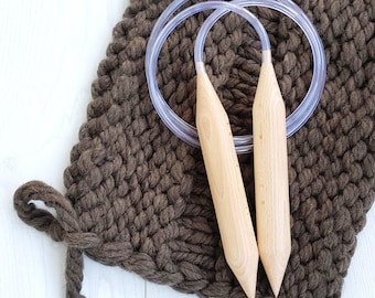 40 mm Giant Beech Wood Circular Knitting Needles