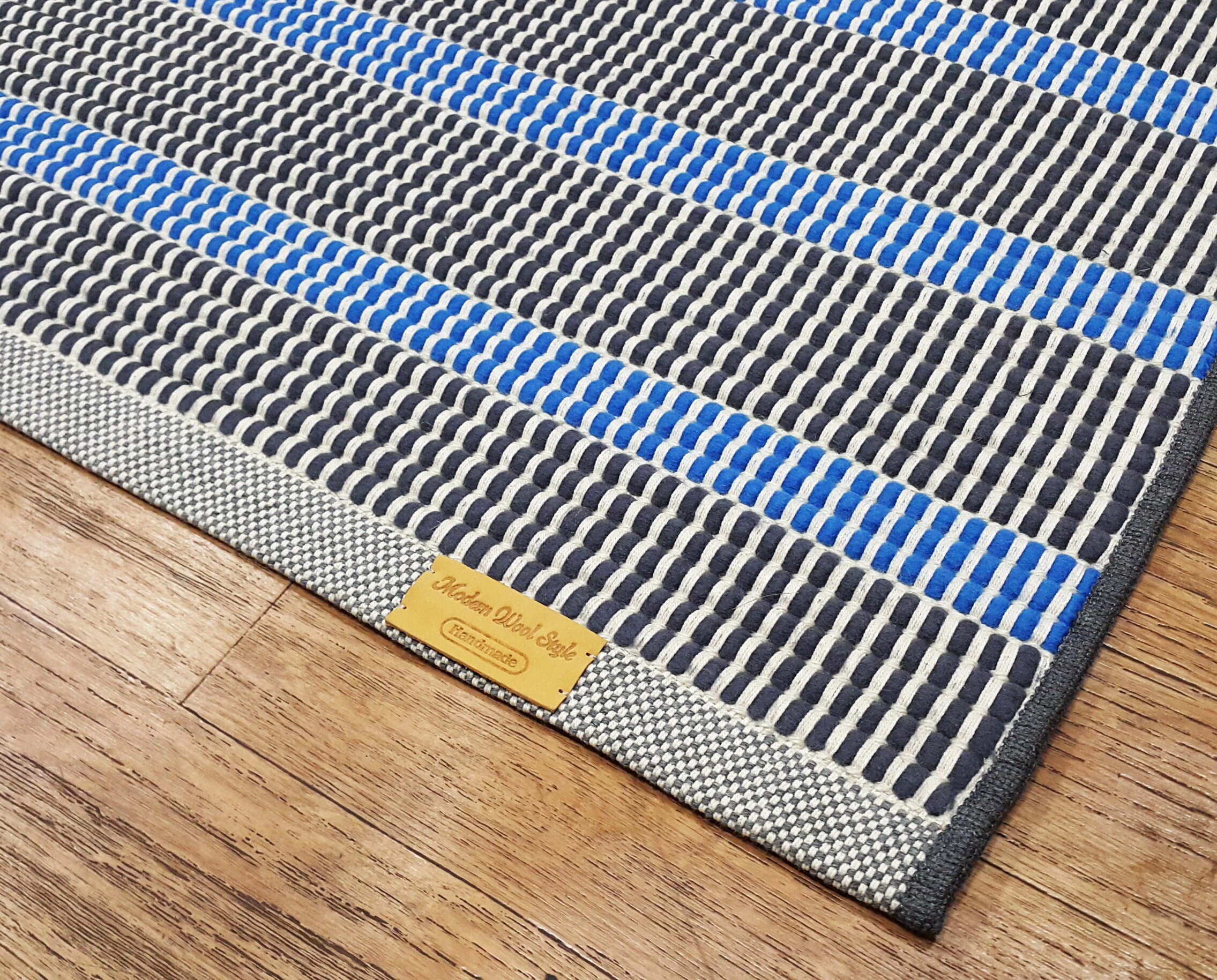 Small Blue Rug Wool Mat Wool Rug Rug Striped Area Rug Etsy