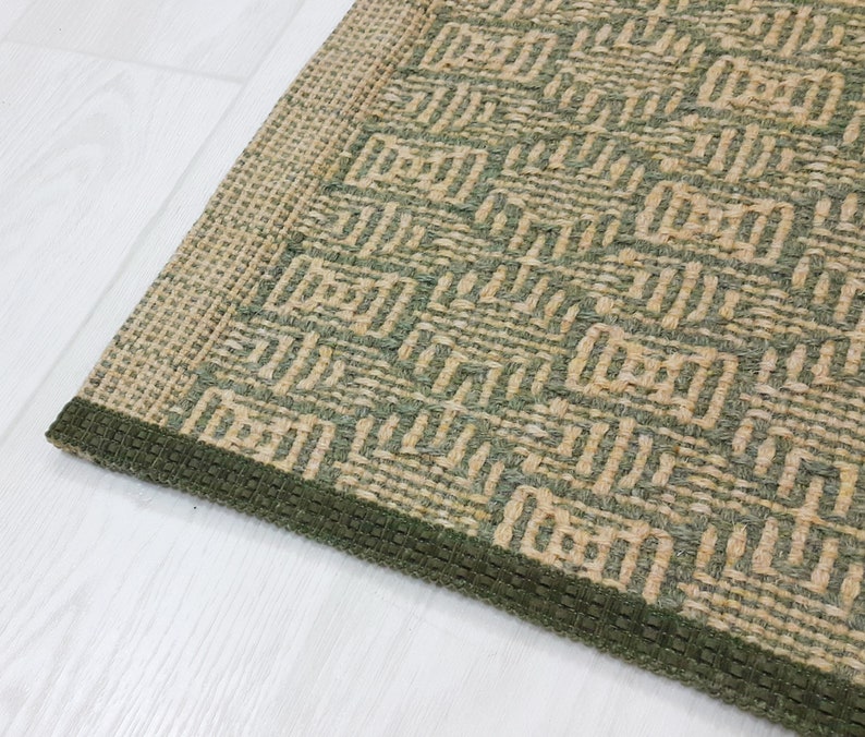 Wool Rug Green Handwoven Small Rug Pure Wool Mat Bedside Wool Etsy