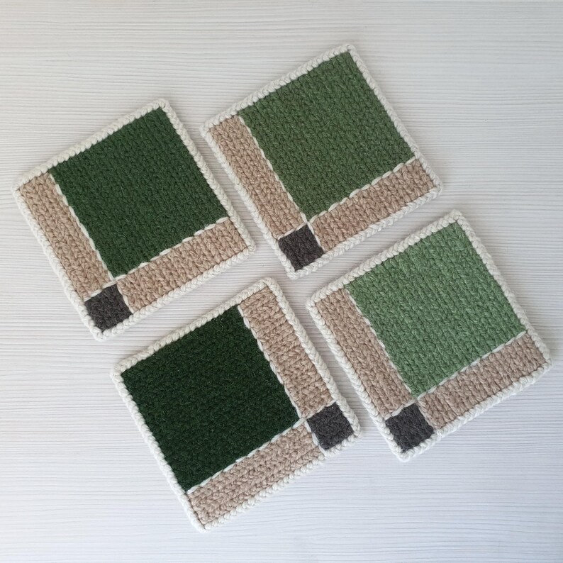 Blaue Wolle Untersetzer (4er Set) Handbestickte Jute, hitzebeständige Tischsets Bild 10