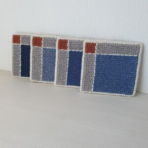 Blaue Wolle Untersetzer (4er Set) Handbestickte Jute, hitzebeständige Tischsets Bild 9