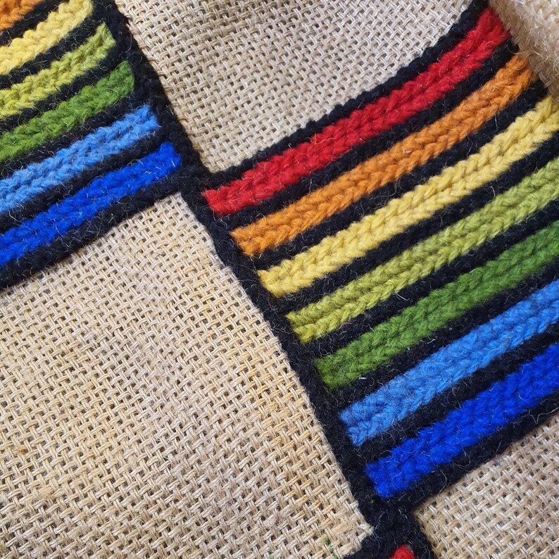 Part of the process making a handmade wool rug.