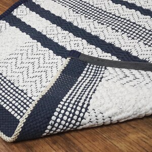 Reverse side of cotton rug showing structure and weaving technique in detail