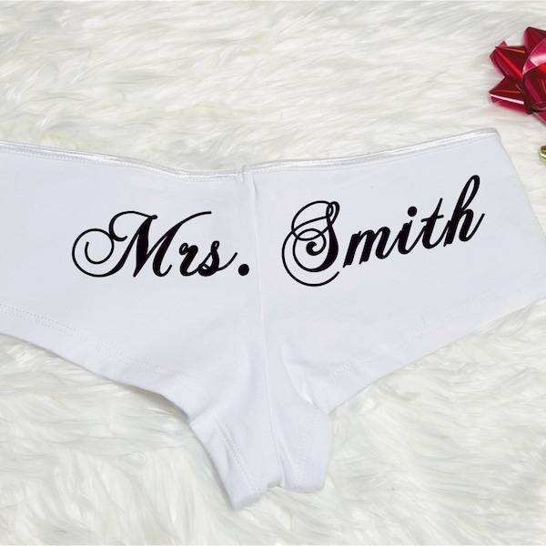 MRS. Custom boy shorts, New Bride undies, Customized shorties, Personalized boyshorts, Custom boyshorts, Gift for wife