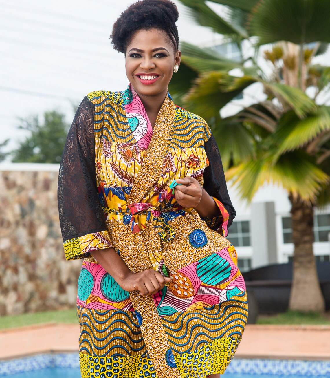 African Print Patchwork Robe: Ankara Kimono With Optional Bonnet - Etsy