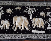 Burmese Kalaga Wall Tapestry Working Elephants 54 quot X 29 quot