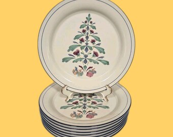 Set di 8 piatti da insalata Lenox Chinastone con papaveri su sfondo blu, 21,5 cm, nuovi.