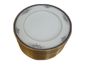 Set for 8 Noritake Ontario Cup and Saucer China Set Elegant Gold