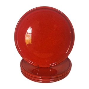 Vintage Waechtersbach West Germany Solid Red 10" Dinner Plate Lot Of 4