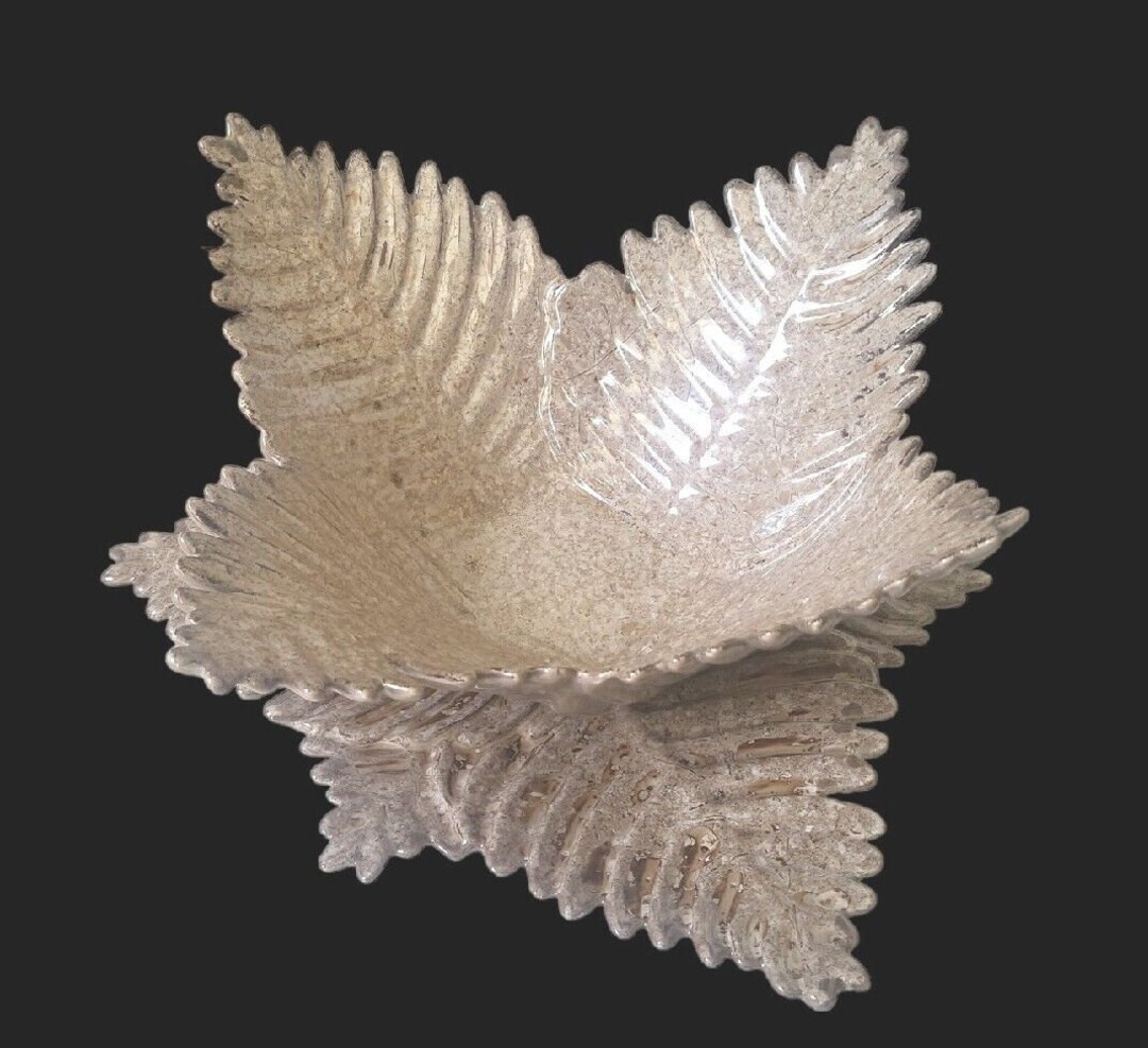 Vintage 1995 Rare MCM Haeger Pottery Fern Leaf Glazed 15 Bowl & 15