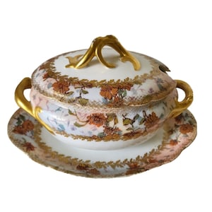 Haviland Limoges H&Co L gravy Boat With Attached Underplate Schleiger RARE
