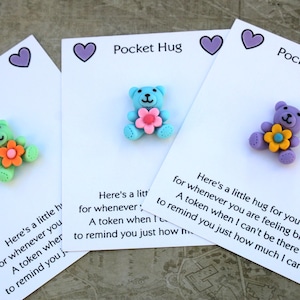Pocket Hug Bär - Teddybär Liebeszeichen, Valentinstag Geschenk, herzliches Andenken, Erinnerung, geschätzte Zuneigung, ein Geschenk endloser Liebe.