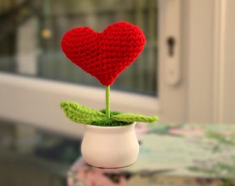 Handmade Crocheted Heart Plant: Valentine's Day Gift