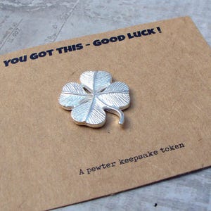 Four-Leaf Clover Pewter Token – A Pocket-Sized Good Luck Charm & Motivational Gift, pocket hug, lucky keepsake, Saint Patrick's Day