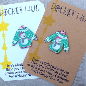 Suéter navideño de bolsillo con abrazos: abrazo navideño, suéter navideño, un recuerdo sincero, un recuerdo, un afecto preciado, un regalo de amor infinito.