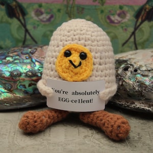 Positivity Egg:  Gift for Optimism - Handmade Crocheted Egg with Encouragement Sign, Heart-warming Message, Symbol of Resilience