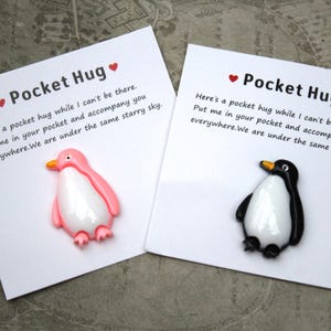 Pingouin câlin de poche - Jeton d'amour pingouin, cadeau de Saint-Valentin, souvenir sincère, souvenir, affection précieuse, cadeau d'un amour infini.