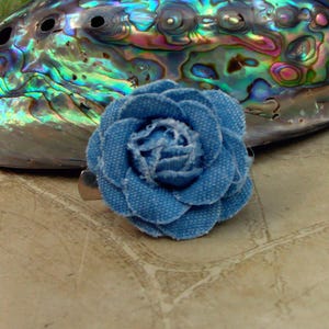 Exquisite mini 3D Light Denim Color Flower - Handmade Brooch, Hair Clip, recycled Gift for her, Fabric flower Corsage, blue fabric brooch