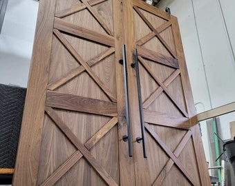 Walnut Double Barn Doors (2 Doors and installation system included)