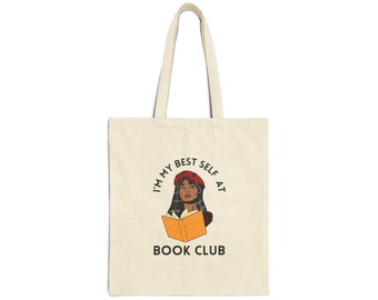 I'm My Best Self at book Club Cotton Canvas Tote Bag