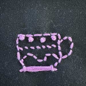 Tea Cup Embroidered Pouch