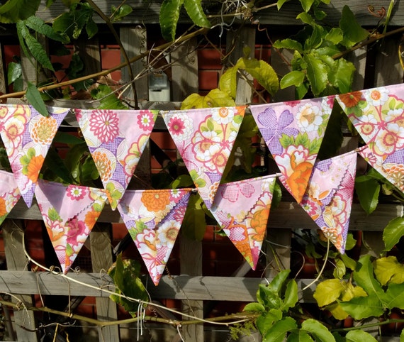 Oriental Design On A Pink Background Bunting Flags Or Banner For Child S Bedroom Garden Birthday Festive Any Ocassion