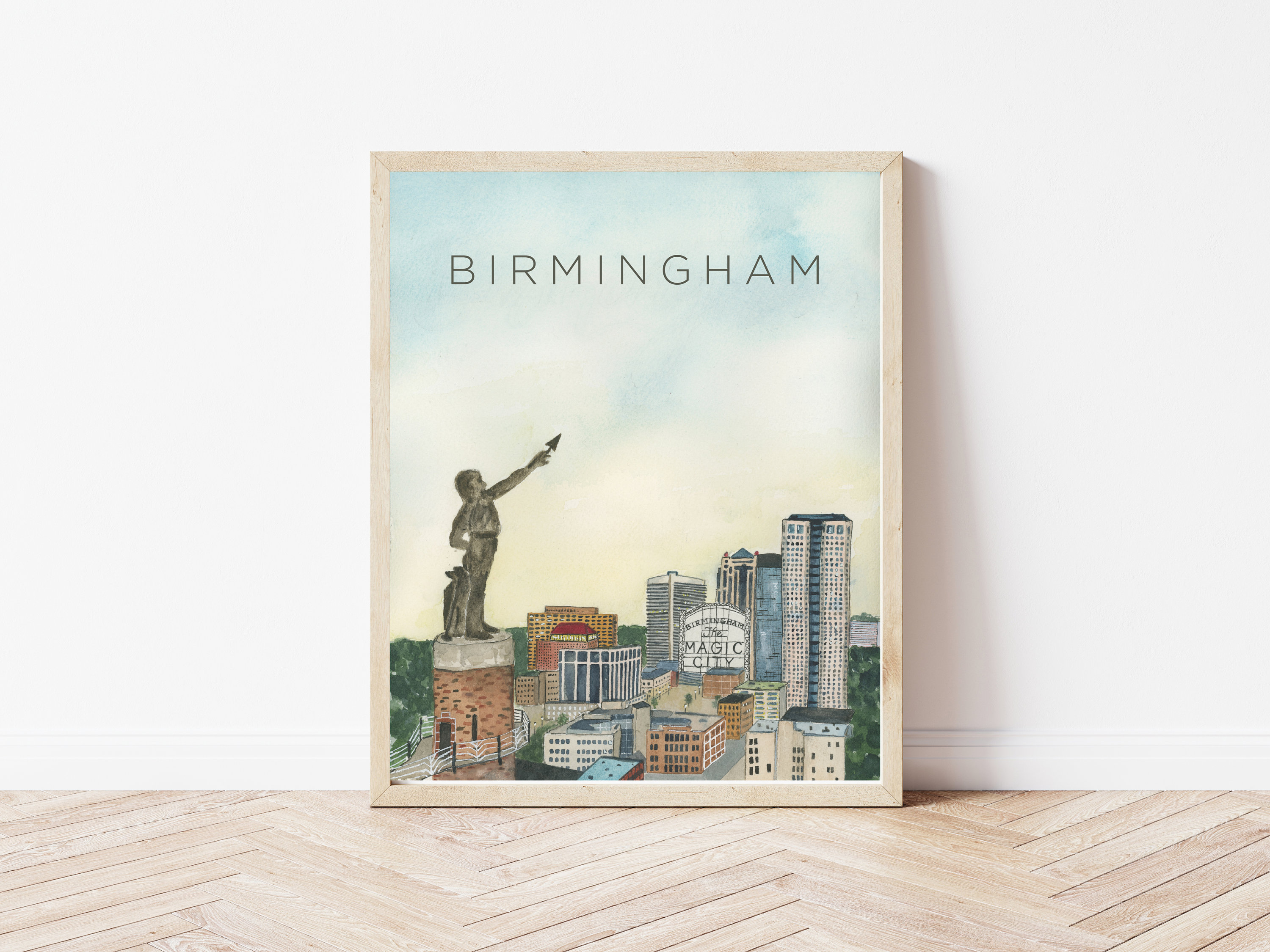 Birmingham Alabama Art Print Alabama Wall Art City Skyline Etsy