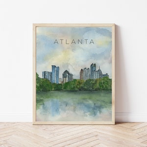 Atlanta, Georgia Art Print, Atlanta Skyline Wall Art and Decor, Piedmont Park, Housewarming Gift, Dorm Art, Georgia Tech