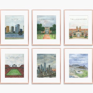 UF Football Stadium Watercolor Art Print, University of Florida Gators Dorm Decor bild 4