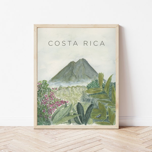 Costa Rica Art Print, Costa Rican Wall Art and Home Decor, Arenal Volcano, Costa Rica Travel Gift City Print