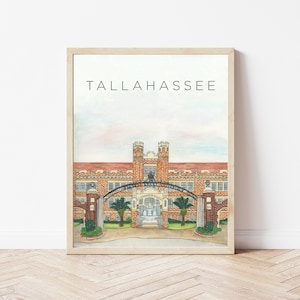 Tallahassee, Florida Art Print, Florida State Seminoles Wall Art, FSU Home Decor, Dorm Decor, Graduation Gift, College Painting