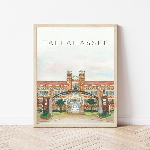 Tallahassee Florida Art Print Florida State Seminoles Wall Etsy