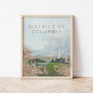 Washington D.C. Art Print, DC Wall Art, District of Columbia Decor, Capitol Building, Washington Monument, City Print