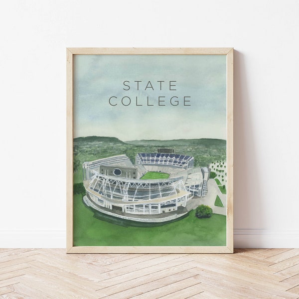 Penn State Art Print, Stadium Watercolor Painting, State College Wall Art, Nittany Lions Stadium, PSU Dorm and Home Decor, Graduation Gift