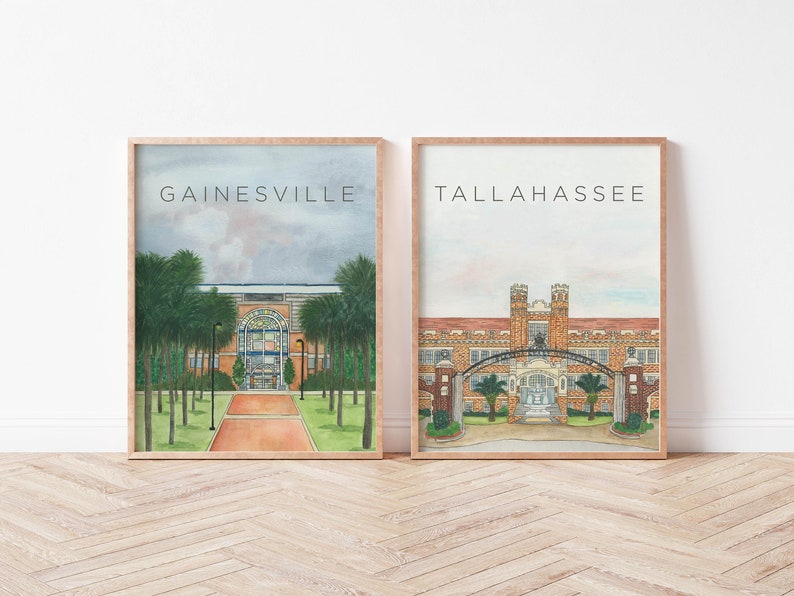 UF Football Stadium Watercolor Art Print, University of Florida Gators Dorm Decor bild 2
