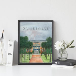 UF Football Stadium Watercolor Art Print, University of Florida Gators Dorm Decor bild 3