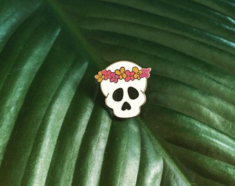 Flower Crown Skull Pin