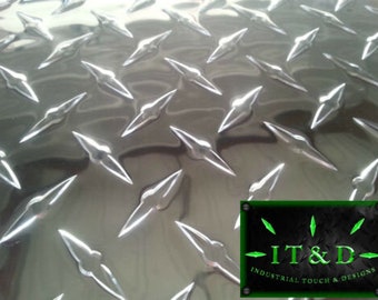 24" x 36" Diamond Plate Tread Brite Aluminum 3003 .063 16 Gauge Chrome Polish