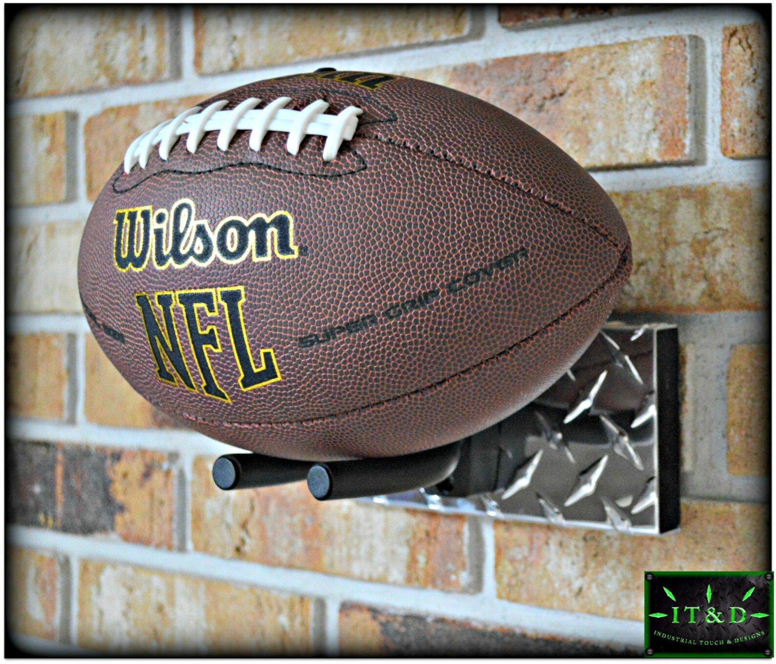 NFL Football Full Size Wall Mount Display Holder Plaque Aluminum