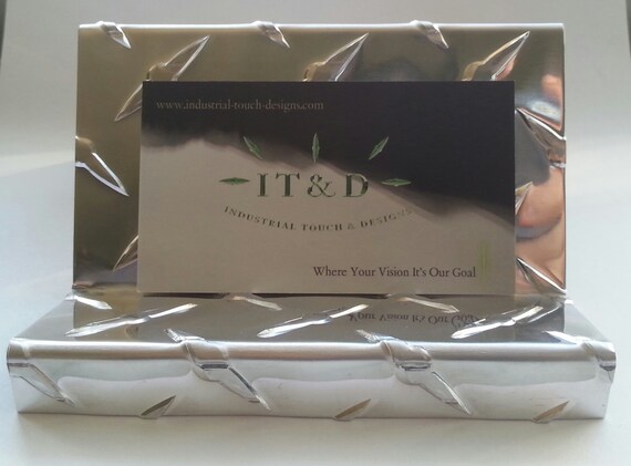 Aluminum Diamond Plate Business Card Holder Desk Stand Etsy