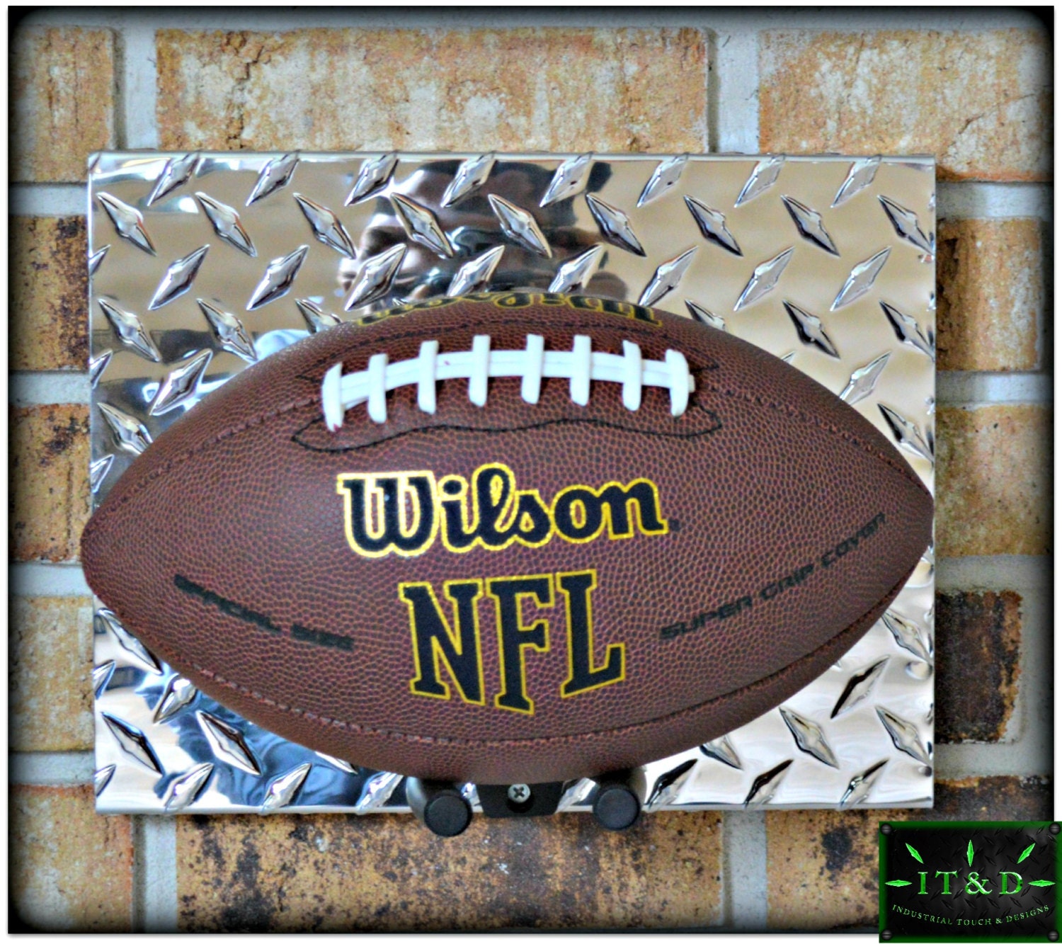 NFL Football Full Size Wall Mount Display Holder Plaque Aluminum