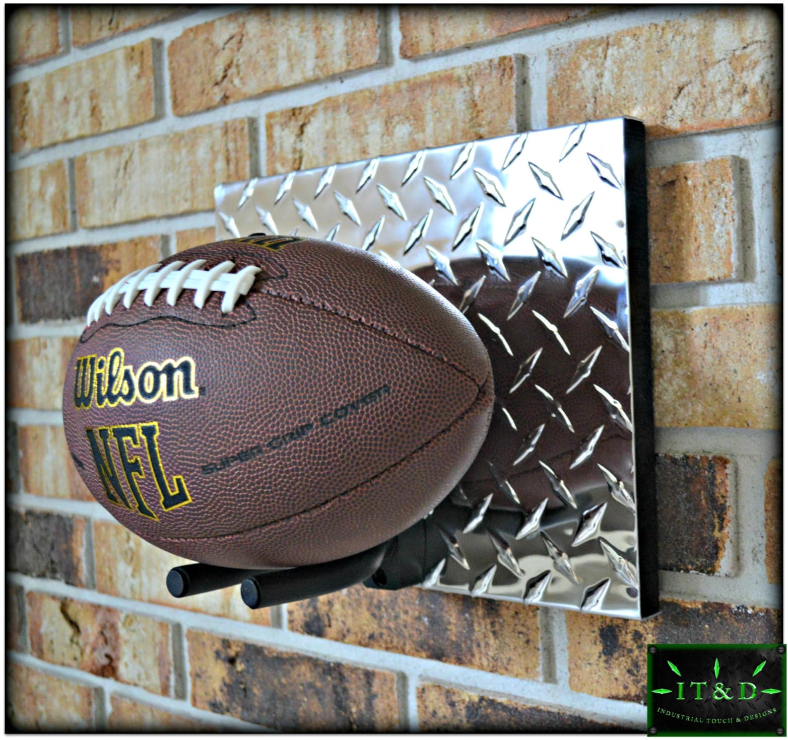 NFL Football Full Size Wall Mount Display Holder Plaque Aluminum