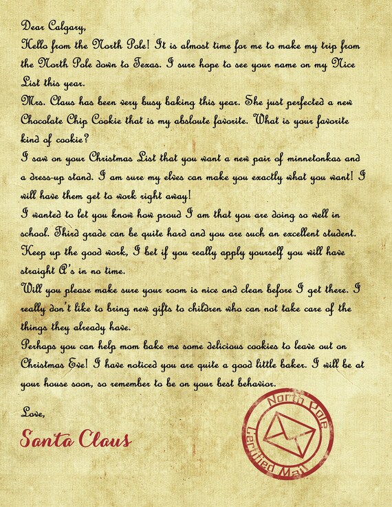 Personalisierte Brief vom Weihnachtsmann Santa Claus Brief ...